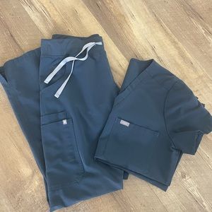 Figs Scrub Set-Dark Harbor Size Small-Catarina Top and Kade-Cargo Bottoms